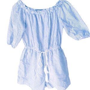 Seersucker cotton romper off the shoulder size medium